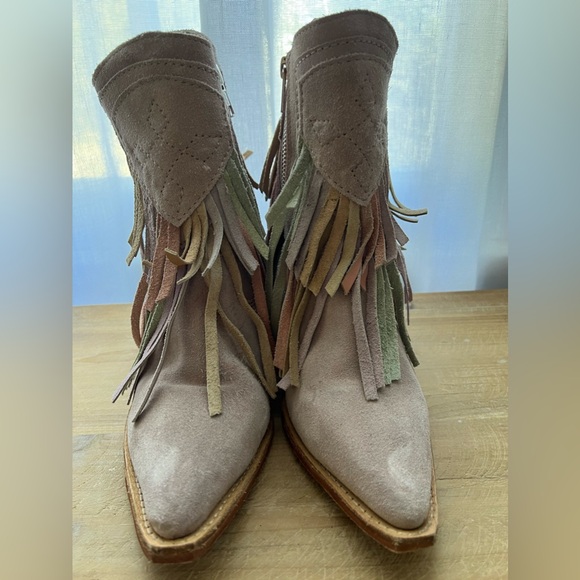 Free People Lawless Fringe Suede Western Boot in Pink Multi - Picture 2 of 11